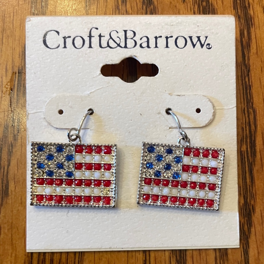 Croft & barrow Silver Tone Earrings American flag
